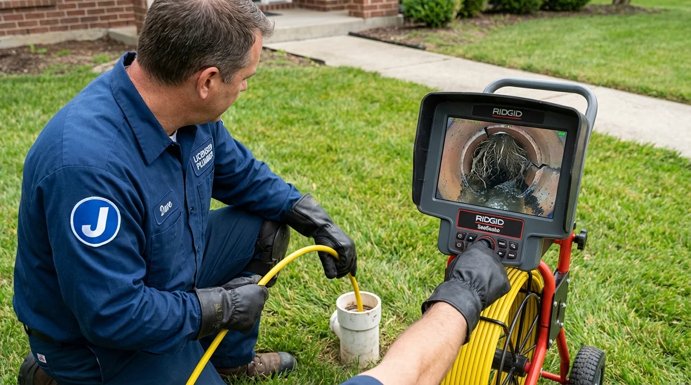 Sewer camera inspection being performed by Johns Plumbing LLC in Smithfield