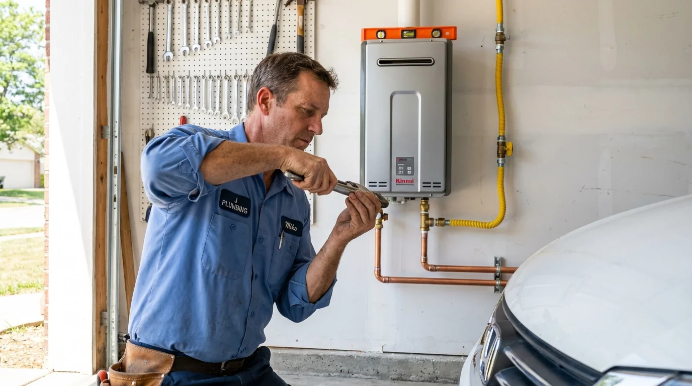 Tankless water heater installation by a Johns Plumbing LLC plumber in Smithfield