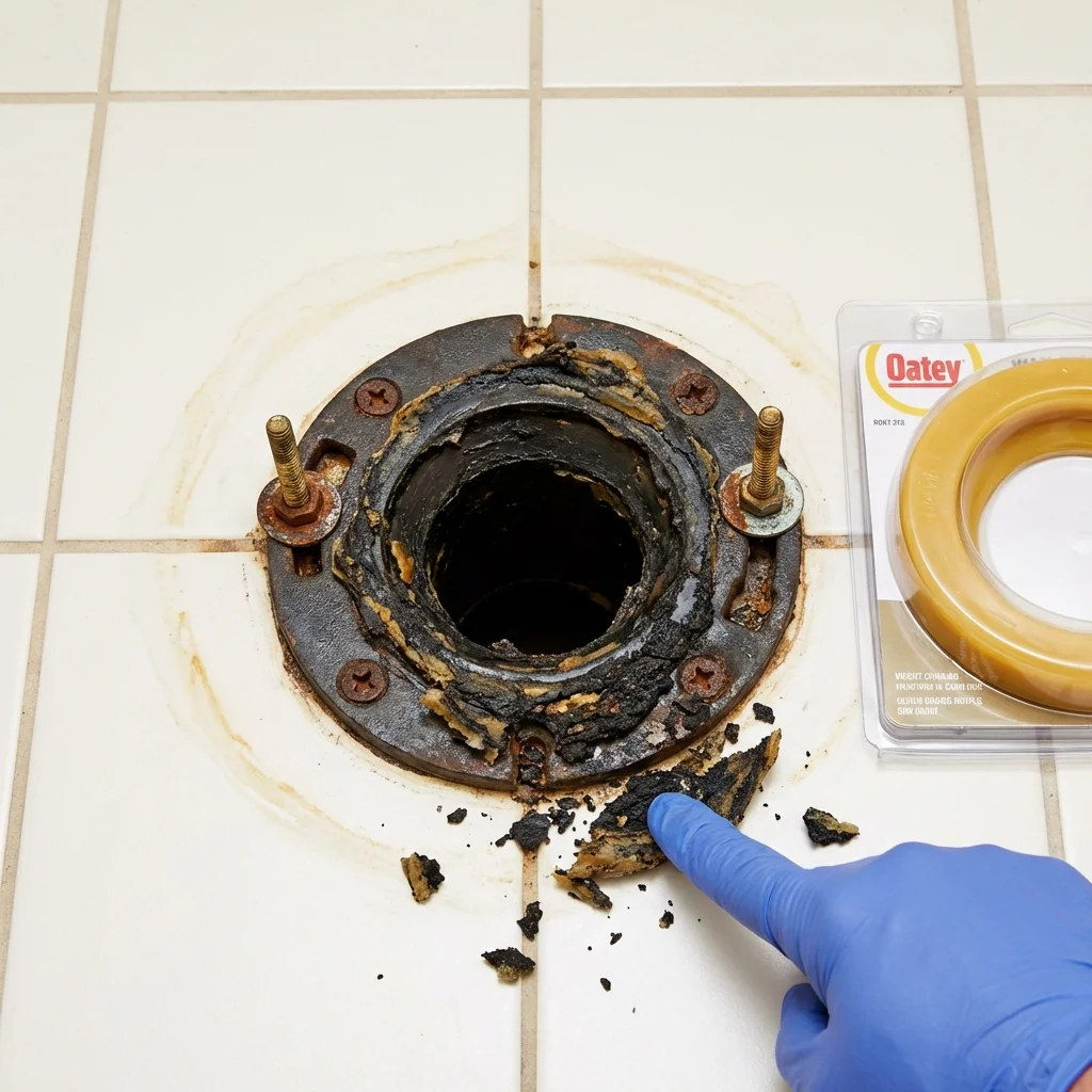 Failed wax ring showing water seepage at the base of a toilet in a Smithfield, UT home